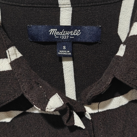 Madewell Shirt Dress Small Courier Break Stripe Black White Pockets Button Down - Picture 7 of 8